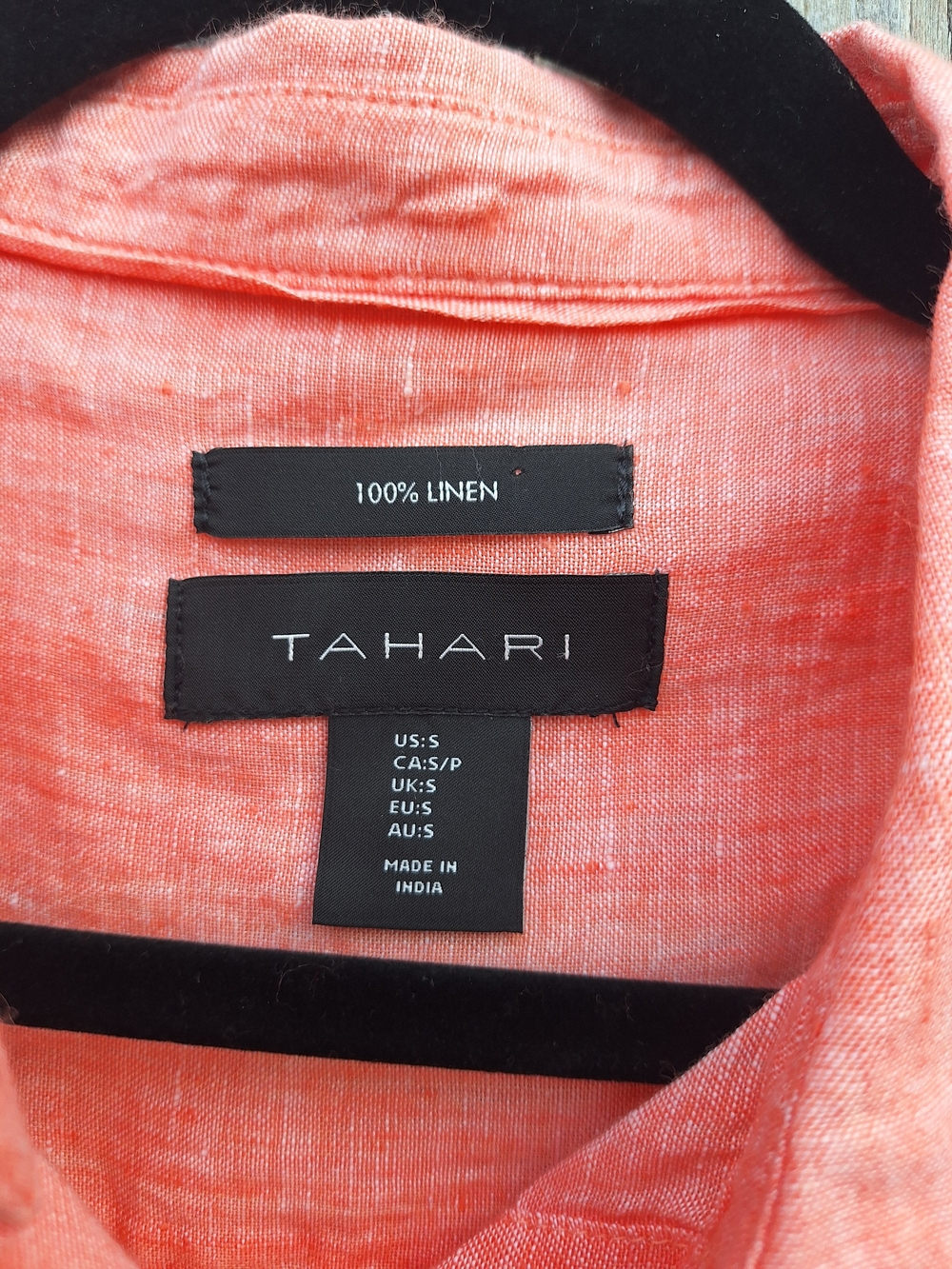 Tahari Coral Short-Sleeve Linen Button-Down Shirt Size Small - Picture 3 of 3